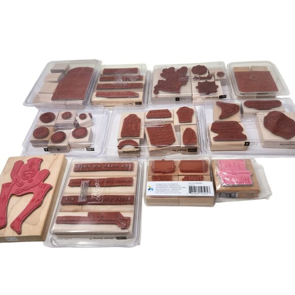 Vintage Stampin' Up! Lot of 8 Large + Other Stamp Sets w/ Wood Blocks EUC - Picture 16 of 16